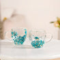 Turquoise Flowers Double Walled Mug Set Of 2 250ml