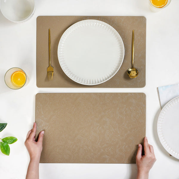 Tuscany Brown Embossed Table Mat Set Of 6