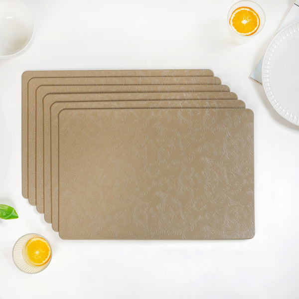 Tuscany Brown Embossed Table Mat Set Of 6