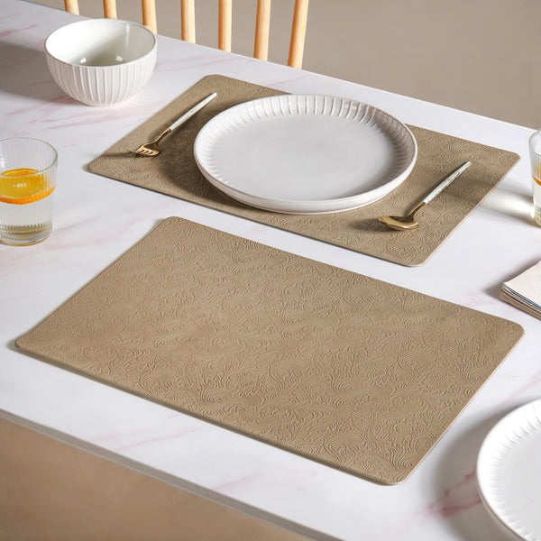 Tuscany Brown Embossed Table Mat Set Of 6