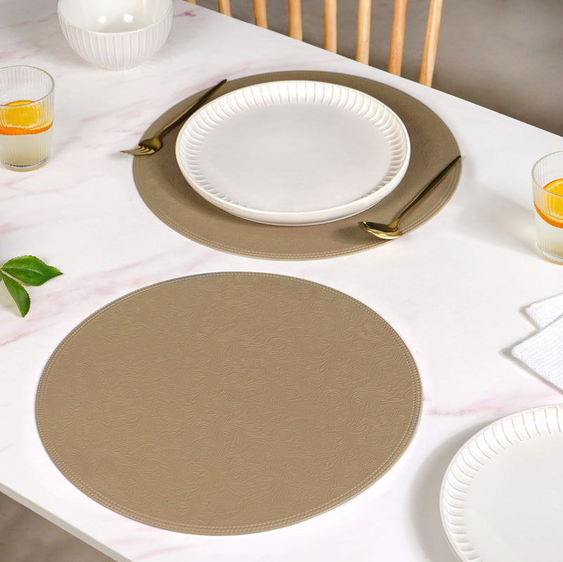 Tuscany Brown Round Table Mat Set Of 6