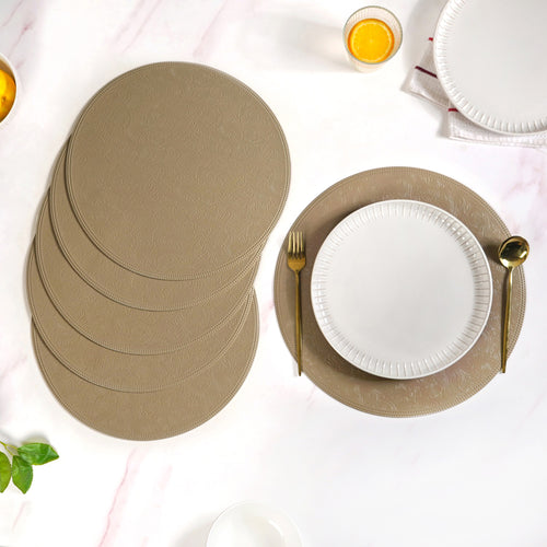 Tuscany Brown Round Table Mat Set Of 6