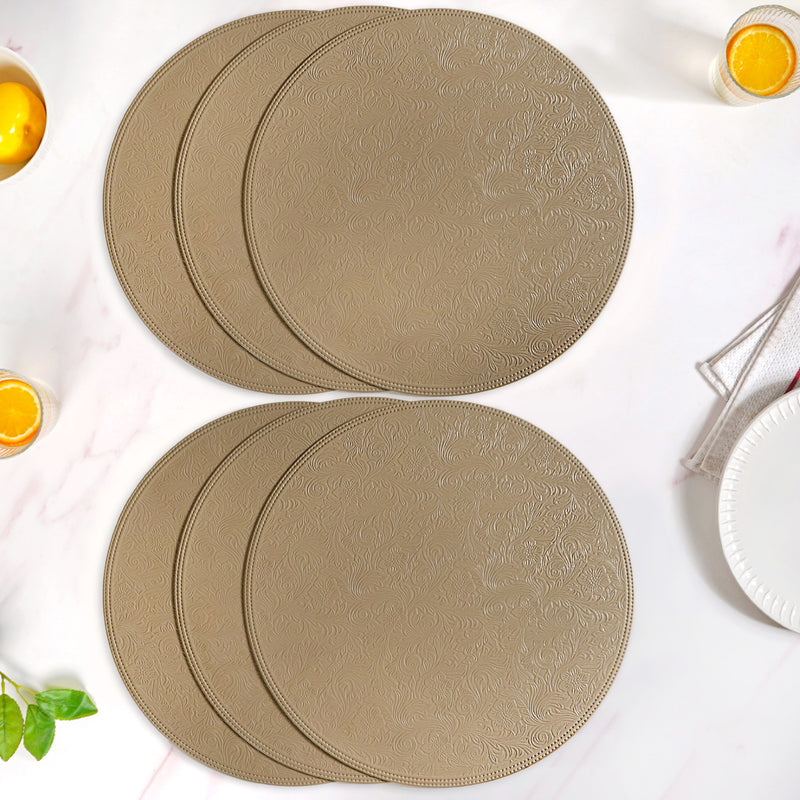 Tuscany Brown Round Table Mat Set Of 6