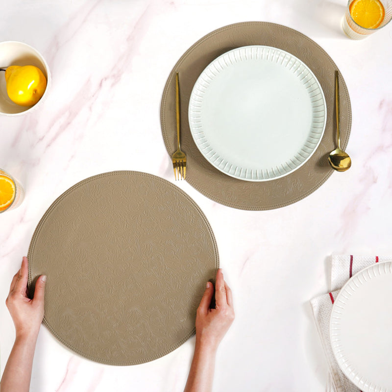 Tuscany Brown Round Table Mat Set Of 6