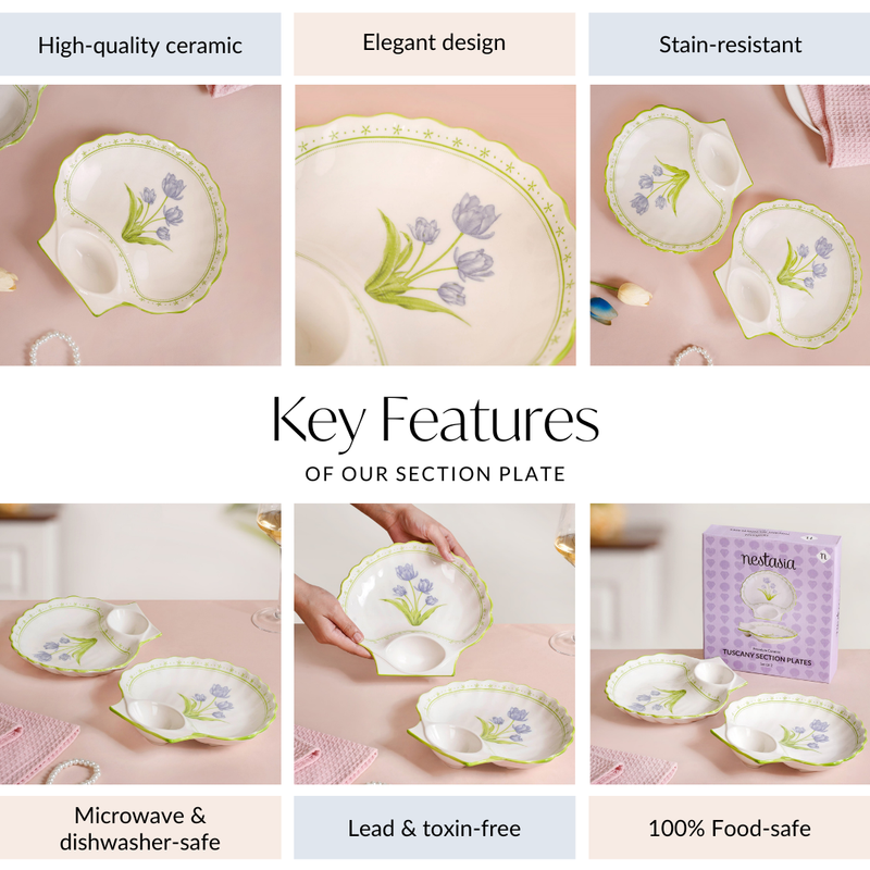 Tuscany Ceramic Section Plates Set Of 2