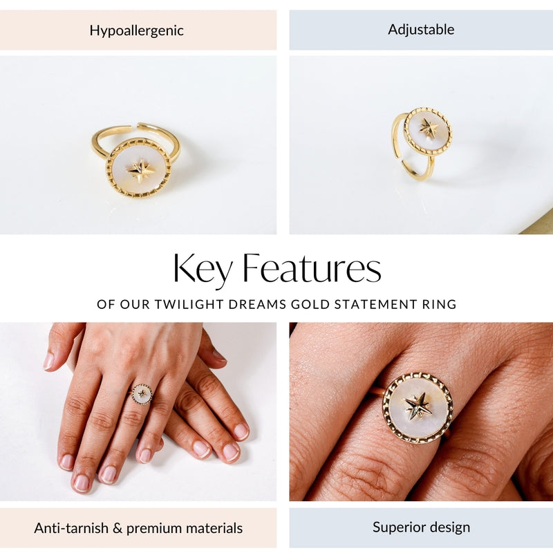 Twilight Dreams Gold Statement Ring