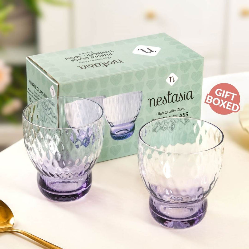 Twilight Embossed Glass Tumbler Set Of 2 360ml