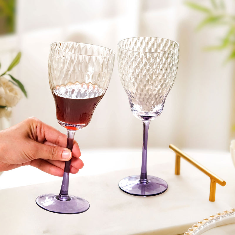 Twilight Embossed Wine Glass Set Of 2 360ml