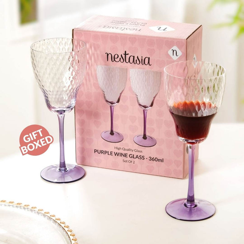 Twilight Embossed Wine Glass Set Of 2 360ml