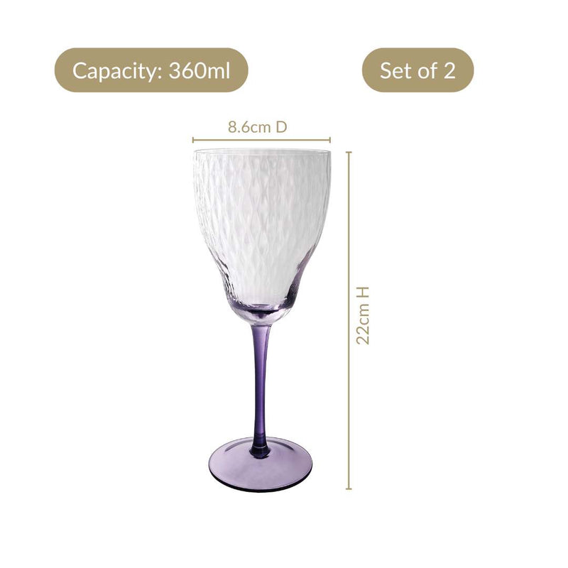 Twilight Embossed Wine Glass Set Of 2 360ml