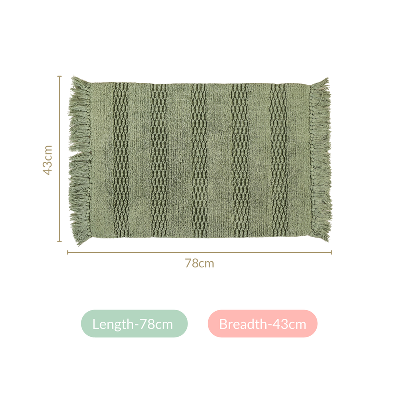 Pure Cotton Handwoven Twilled Soft Floor Mat Set Of 2 31x17 Inch