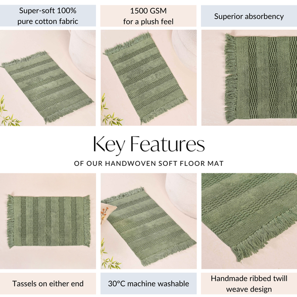 Pure Cotton Handwoven Twilled Soft Floor Mat Set Of 2 Online - Premium ...