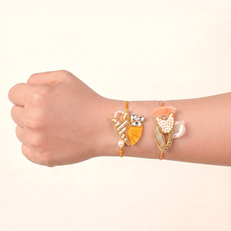 Twin Tulip Pastel Rakhi Set