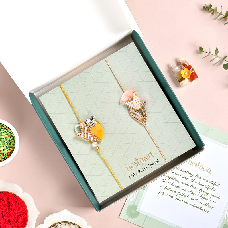 Twin Tulip Pastel Rakhi Set
