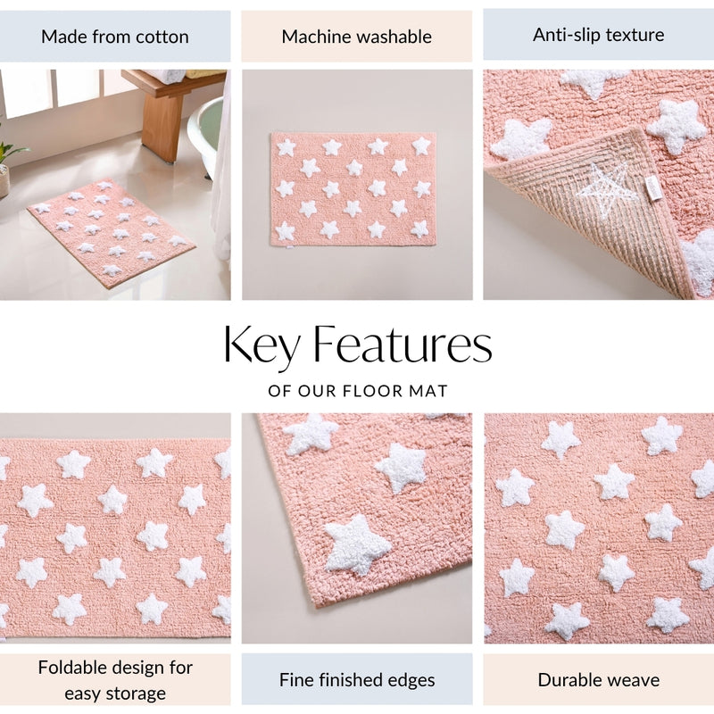 Twinkle Stars Anti Slip Floor Mat Cotton 62x42cm