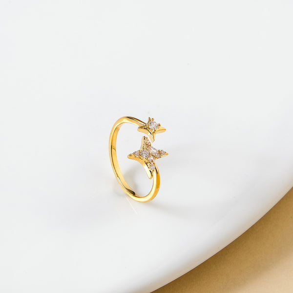 Twinkling Star Bypass Ring Gold