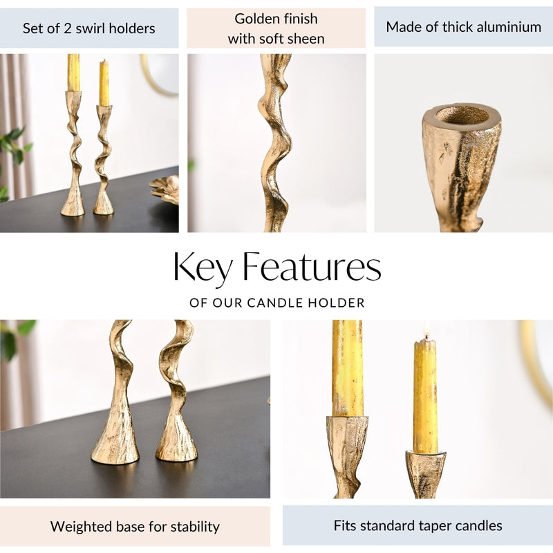 Twirl Table Candle Holder Set Of 2 Gold