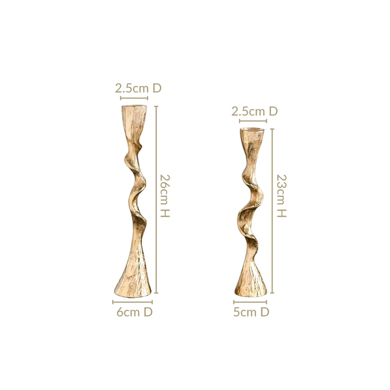 Twirl Table Candle Holder Set Of 2 Gold