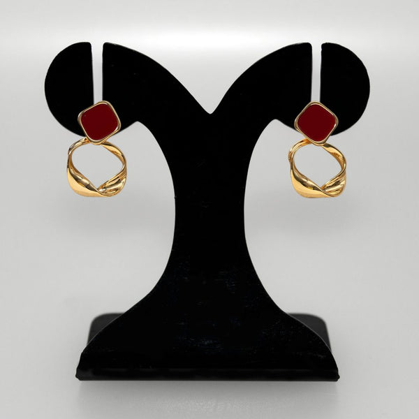 Twisted Hoop Dangling Earrings Maroon