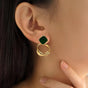 Twisted Hoop Dangling Earrings Green