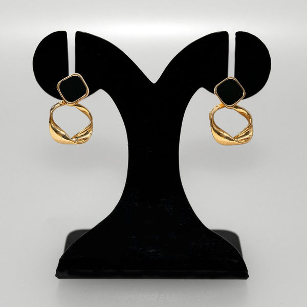 Twisted Hoop Dangling Earrings Black