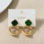 Twisted Hoop Dangling Earrings Green