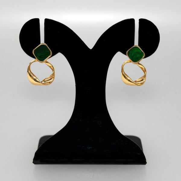 Twisted Hoop Dangling Earrings Green