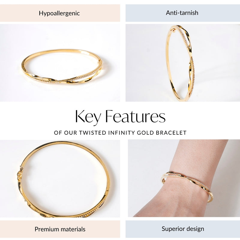 Twisted Infinity Gold Bracelet