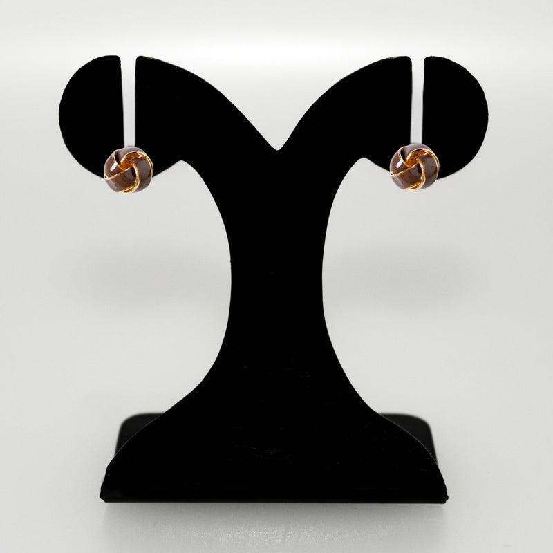 Twisted Knot Studs Brown