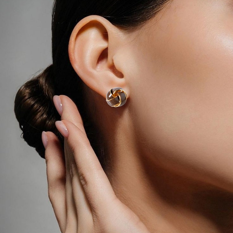 Twisted Knot Studs Brown