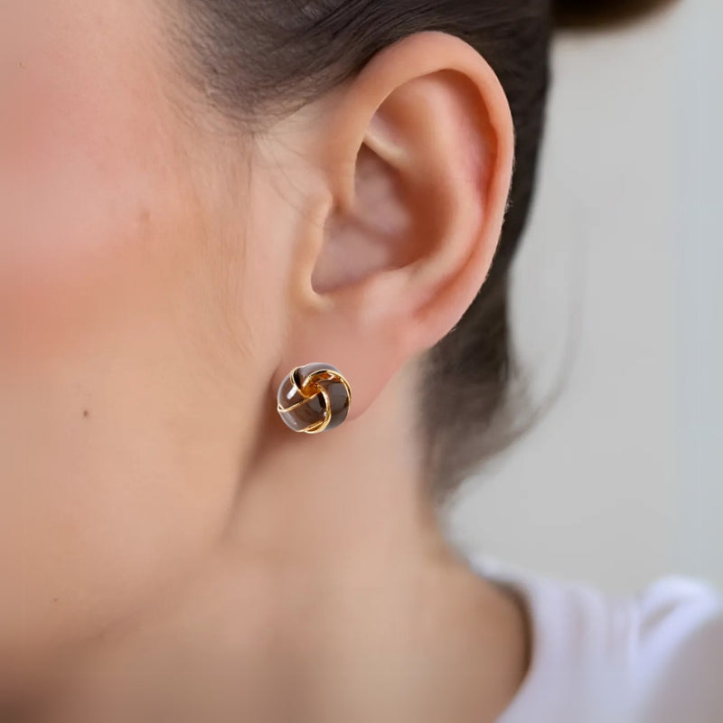 Twisted Knot Studs Brown