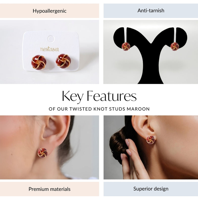 Twisted Knot Studs Maroon