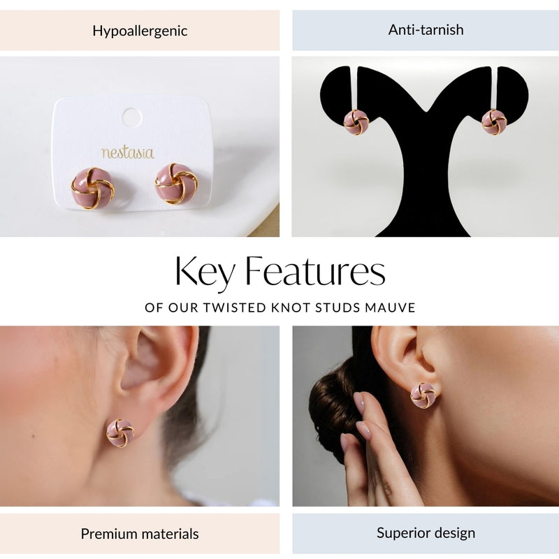Twisted Knot Studs Mauve