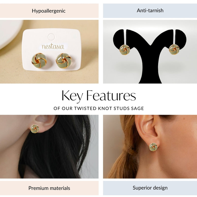 Twisted Knot Studs Sage