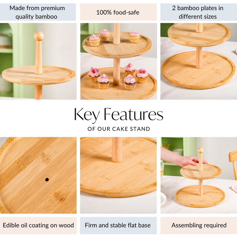Two Tier Bamboo Cupcake Stand