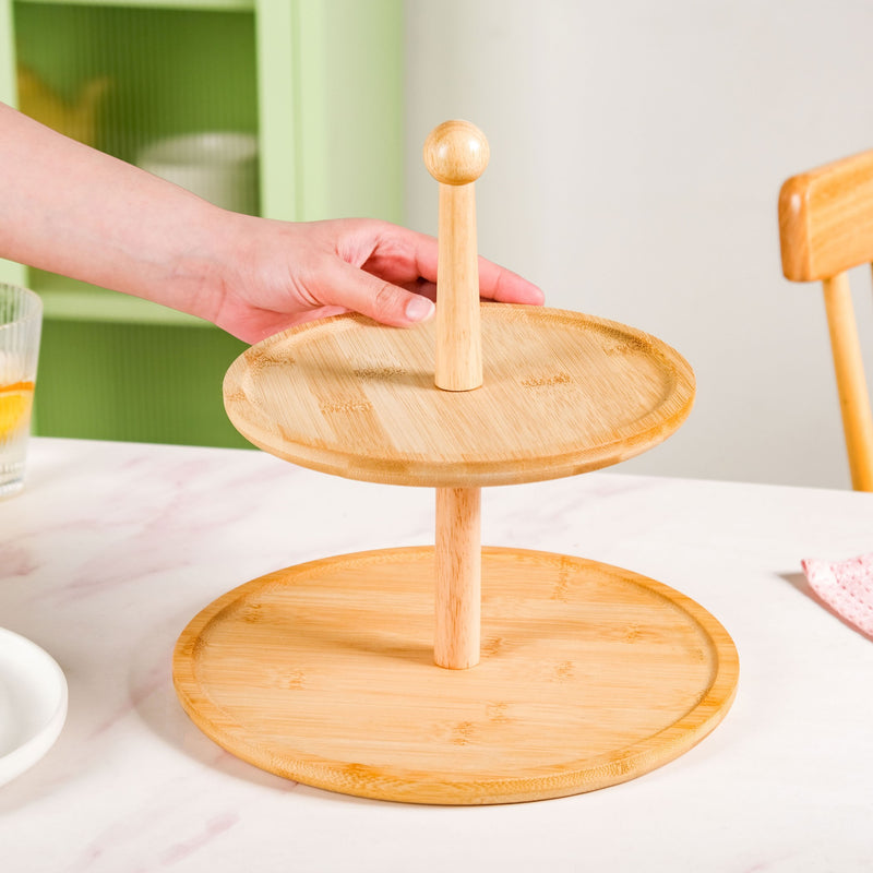 Two Tier Bamboo Cupcake Stand