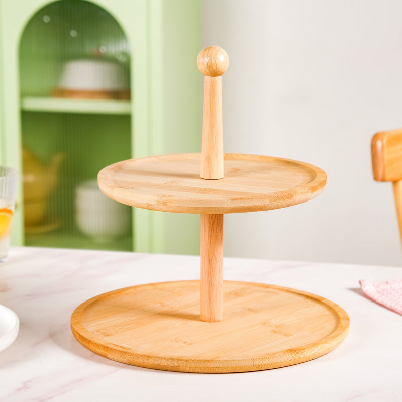 Two Tier Bamboo Cupcake Stand