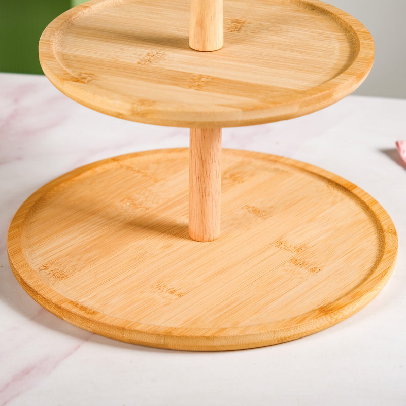 Two Tier Bamboo Cupcake Stand