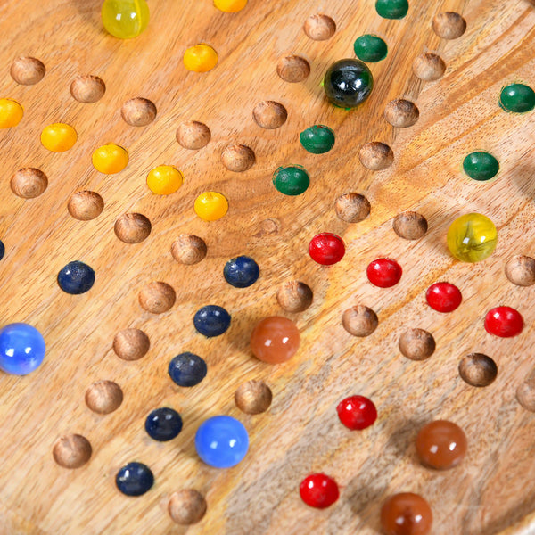 Wooden Ludo Solitaire 2-in-1 Game With Glass Marbles