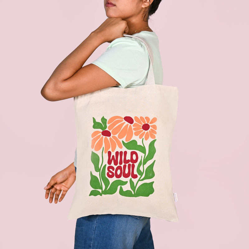 Typography Printed Everyday Canvas Tote Bag Set Of 2