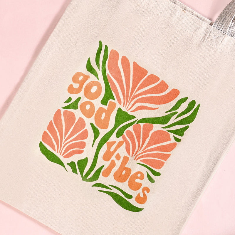 Typography Printed Everyday Canvas Tote Bag Set Of 2