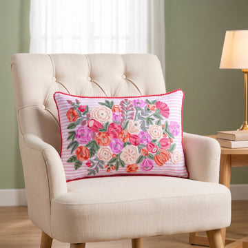 Blush Stripe Cotton Cushion Cover 50x35cm