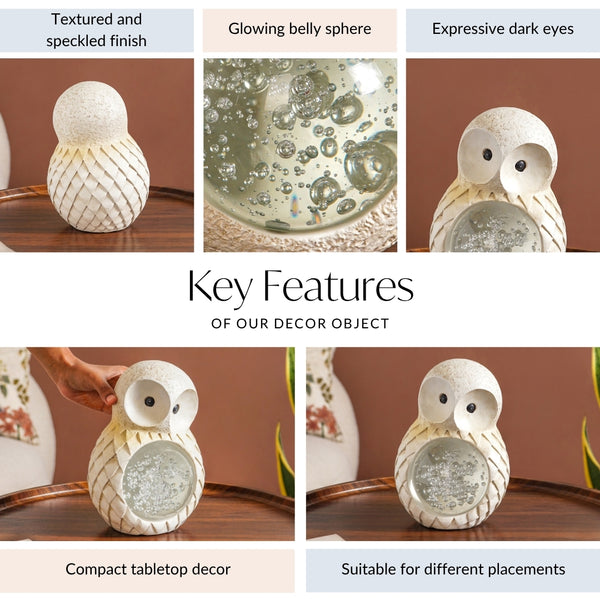 Bubble Glass Ball Owl Tabletop Accessory Medium