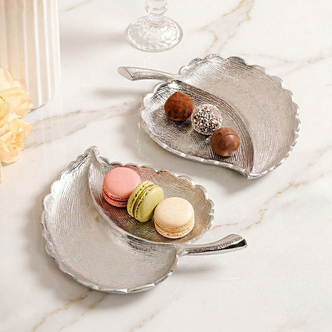 Silver Leaf Platter Set Of 2