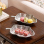 Leaf Metal Platter Silver Set Of 2