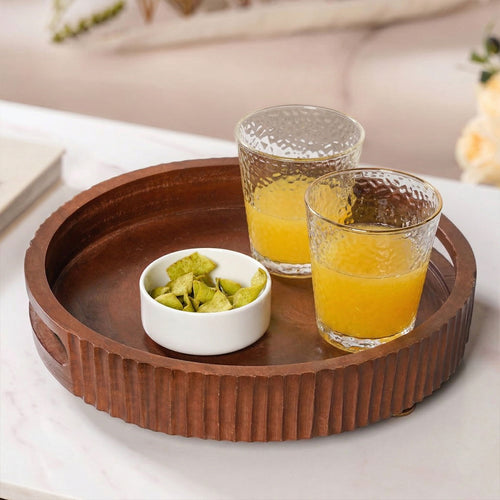 Dark Wood Serving Tray 30cm