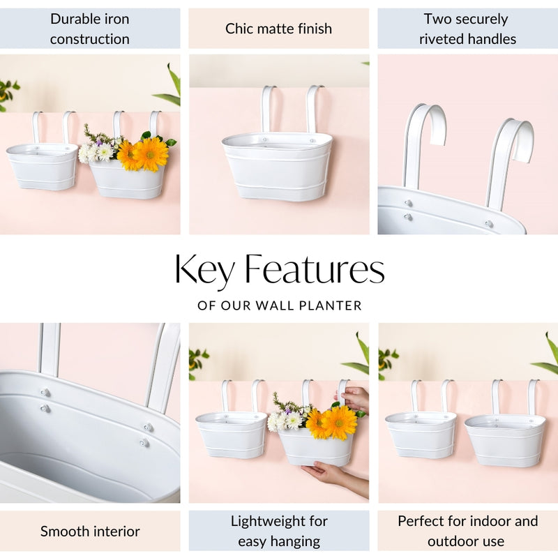 Urban Bloom Hanging Railing Planter Ivory Set Of 2