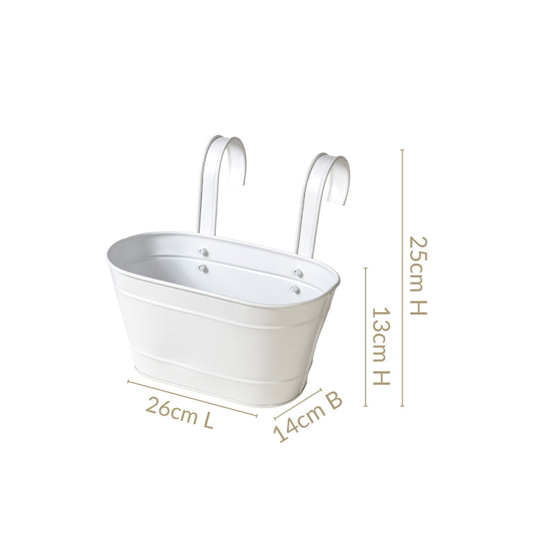 Urban Bloom Hanging Railing Planter Ivory Set Of 2