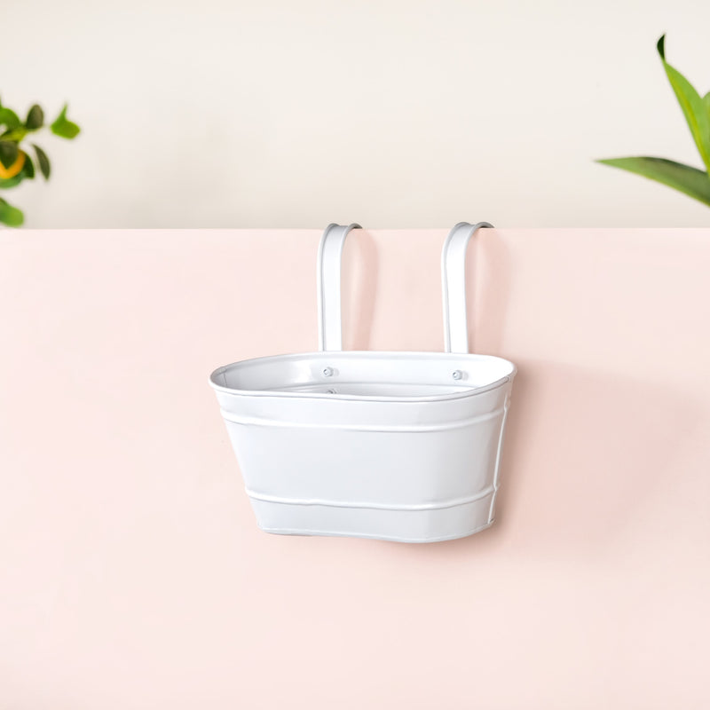 Urban Bloom Hanging Railing Planter Ivory Set Of 2