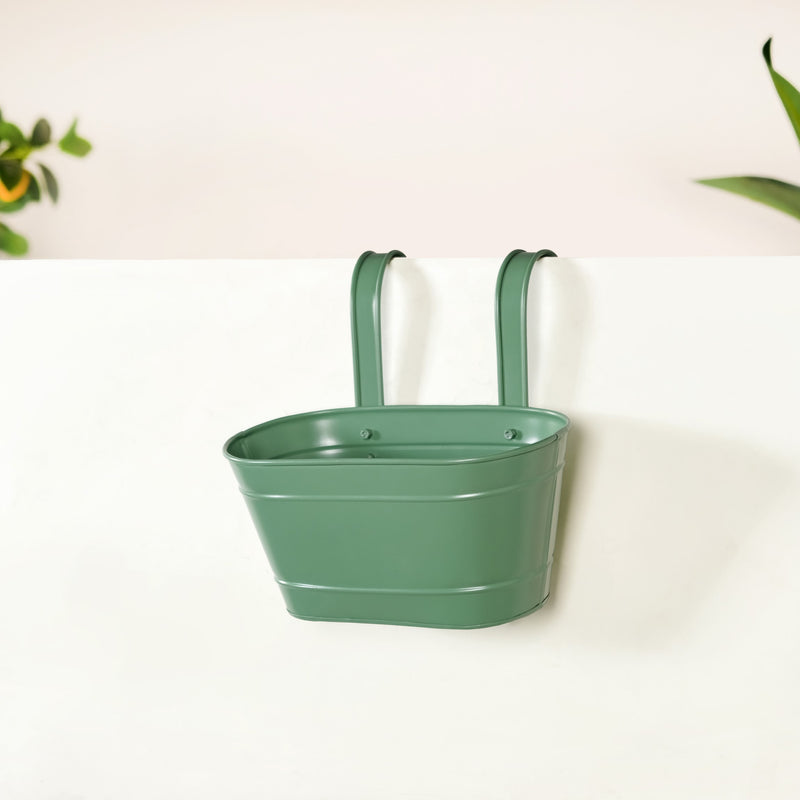 Urban Bloom Hanging Railing Planter Sage Green Set Of 2